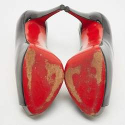 Pre Owned Christian Louboutin Black Patent Leather Very Prive Pumps Size 36.5