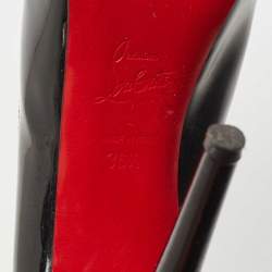 Pre Owned Christian Louboutin Black Patent Leather Very Prive Pumps Size 36.5