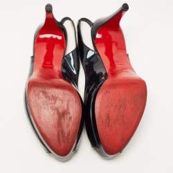 Christian Louboutin Green Patent Leather Private Number Peep Toe Slingback Sandals Size 39