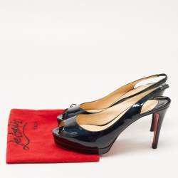 Christian Louboutin Green Patent Leather Private Number Peep Toe Slingback Sandals Size 39