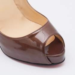 Pre Owned Christian Louboutin Brown Patent Leather New Very Prive Pumps Size 38.5