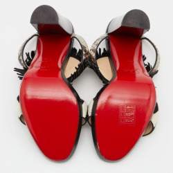 Christian Louboutin Multicolor Calfhair,Leather and Python Kimpa Mask Cuff Python Slide Sandals Size 38.5