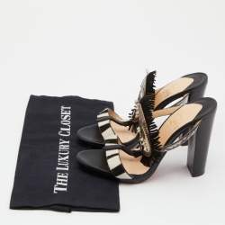Christian Louboutin Multicolor Calfhair,Leather and Python Kimpa Mask Cuff Python Slide Sandals Size 38.5