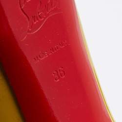 Pre Owned Christian Louboutin Mustard Patent Leather Lady Peep Toe Pumps Size 36