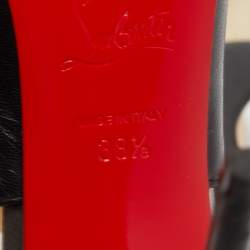 Pre Owned Christian Louboutin Black Leather Marlenarock Pointed Toe Ankle Strap Sandals Size 38.5