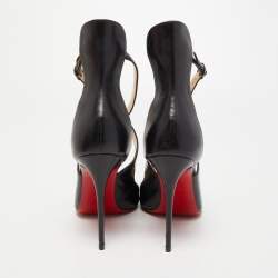 Pre Owned Christian Louboutin Black Leather Marlenarock Pointed Toe Ankle Strap Sandals Size 38.5