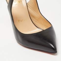 Pre Owned Christian Louboutin Black Leather Marlenarock Pointed Toe Ankle Strap Sandals Size 38.5