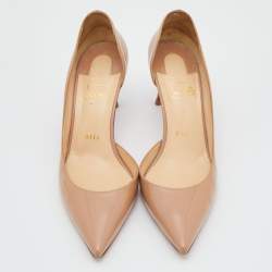 مملوكة مسبقًا Christian Louboutin Nude Patent Leather Iriza D'orsay Pumps Size 37.5