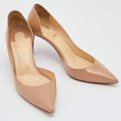 مملوكة مسبقًا Christian Louboutin Nude Patent Leather Iriza D'orsay Pumps Size 37.5