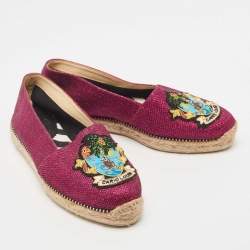 Pre Owned Christian Louboutin Metallic Pink Lurex Fabric Cario Loubi Espadrille Flats Size 37