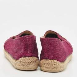 Pre Owned Christian Louboutin Metallic Pink Lurex Fabric Cario Loubi Espadrille Flats Size 37
