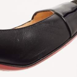 Pre Owned Christian Louboutin Black Leather and Mesh Cap Toe Pumps Size 38