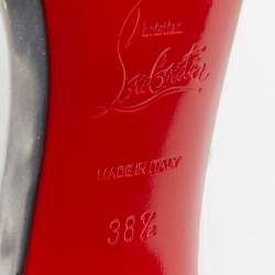 Pre Owned Christian Louboutin Transparent/Blue Studded PVC, Suede and Patent Leather Bille Et Boule Pumps Size 38.5