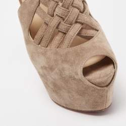 Christian Louboutin Light Brown Suede Carlota Sandals Size 38