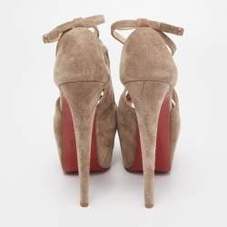 Christian Louboutin Light Brown Suede Carlota Sandals Size 38