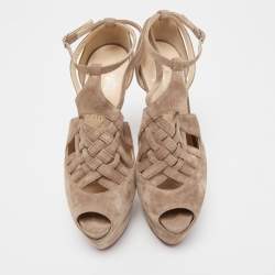 Christian Louboutin Light Brown Suede Carlota Sandals Size 38