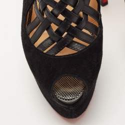 Christian Louboutin Black Suede and Leather Carlota Sandals Size 38