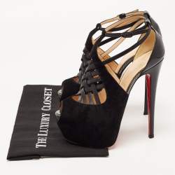 Christian Louboutin Black Suede and Leather Carlota Sandals Size 38
