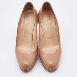 Christian Louboutin Beige Patent Leather New Simple Pumps Size 38.5