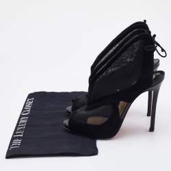 Christian Louboutin Black Suede and Mesh Farfamesh Booties Size 38.5