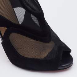 Christian Louboutin Black Suede and Mesh Farfamesh Booties Size 38.5