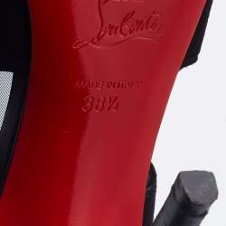 Christian Louboutin Black Suede and Mesh Farfamesh Booties Size 38.5