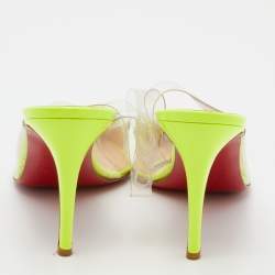 مملوكة مسبقًا Christian Louboutin Neon Yellow Patent Leather and PVC Slingback Pumps Size 38