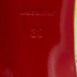 مملوكة مسبقًا Christian Louboutin Neon Yellow Patent Leather and PVC Slingback Pumps Size 38