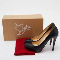 Pre Owned Christian Louboutin Black Leather Rolandzip Platform Pumps Size 41