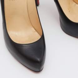 Pre Owned Christian Louboutin Black Leather Rolandzip Platform Pumps Size 41