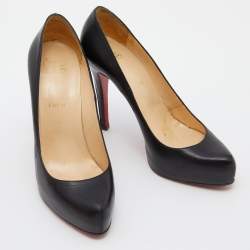 Pre Owned Christian Louboutin Black Leather Rolandzip Platform Pumps Size 41