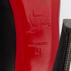 Pre Owned Christian Louboutin Black Leather Rolandzip Platform Pumps Size 41