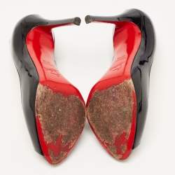 مملوكة مسبقًا Christian Louboutin Black Patent Leather Flo Platform Peep Toe Pumps Size 37.5