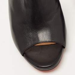 Christian Louboutin Black Leather Pigamule Open Slide Sandals Size 36.5