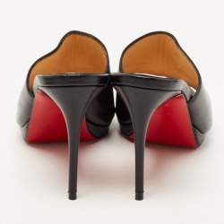 Christian Louboutin Black Leather Pigamule Open Slide Sandals Size 36.5