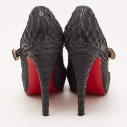 Christian Louboutin Black Python Mary Jane Pumps Size 38.5