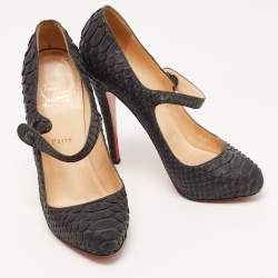 Christian Louboutin Black Python Mary Jane Pumps Size 38.5