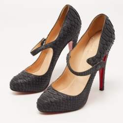 Christian Louboutin Black Python Mary Jane Pumps Size 38.5