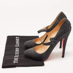 Christian Louboutin Black Python Mary Jane Pumps Size 38.5