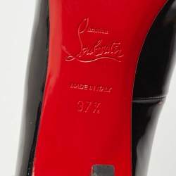 Pre Owned Christian Louboutin Black Patent Leather Simple Round Toe Pumps Size 37.5