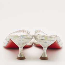 Christian Louboutin Transparent PVC Degramule Crystal Embellished Slide Sandals Size 37