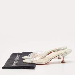 Christian Louboutin Transparent PVC Degramule Crystal Embellished Slide Sandals Size 37