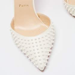 Pre Owned Christian Louboutin Off White Leather Baila Ankle Strap Pumps Size 39