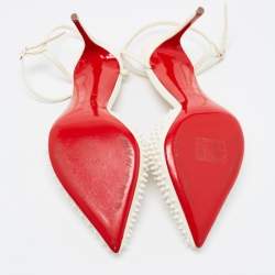 Pre Owned Christian Louboutin Off White Leather Baila Ankle Strap Pumps Size 39