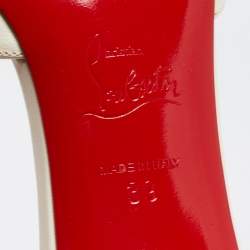 Pre Owned Christian Louboutin Off White Leather Baila Ankle Strap Pumps Size 39