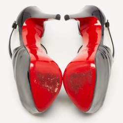 مملوكة مسبقًا Christian Louboutin Black Patent Leather Exgona Sandals Size 40