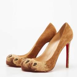 Christian Louboutin Brown Suede Alex Lion Paw Pumps Size 40.5