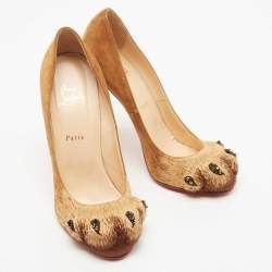 Christian Louboutin Brown Suede Alex Lion Paw Pumps Size 40.5