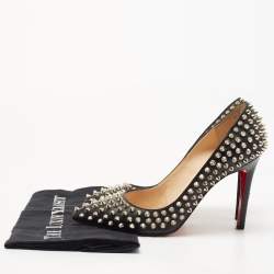 Pre Owned Christian Louboutin Black Leather Pigalle Spikes Pumps Size 37