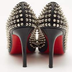 Pre Owned Christian Louboutin Black Leather Pigalle Spikes Pumps Size 37